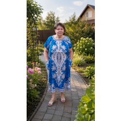 Жіноча сукня oversize великих розмірів зі штапелю з кишенями