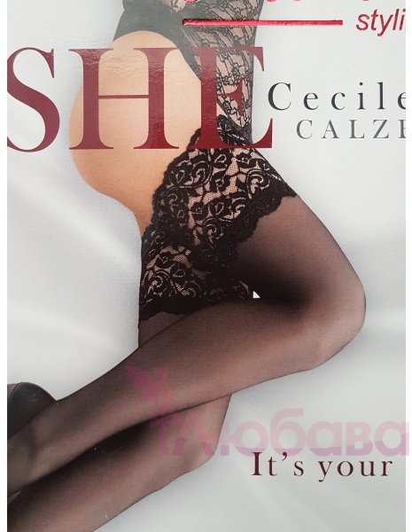 Чулки с широким кружевом Annes Cecile Calze